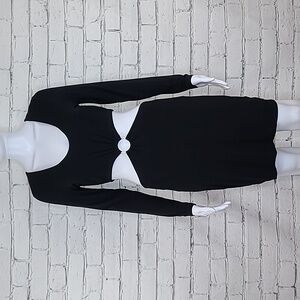 Lovers + Friends Cruz Long Sleeve Cut-Out Bodycon Mini Dress in Black